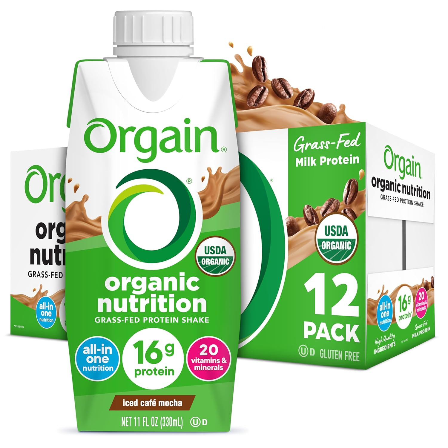 Orgain Organic Nutritional Protein Shake, Iced Café Mocha - 16g Grass Fed Whey Protein, Meal Rep... | Amazon (US)
