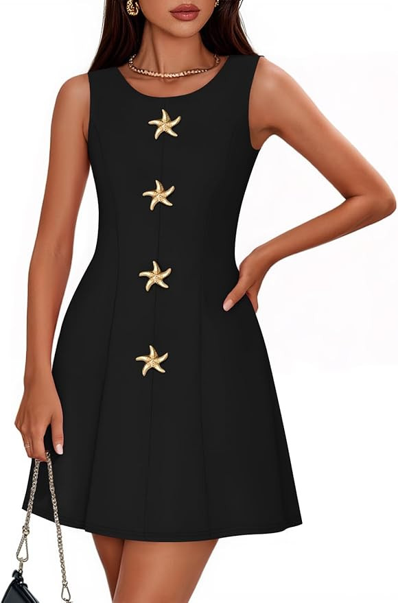 ZESICA Women's Sleeveless Cocktail Mini Dresses 2026 Summer Elegant Crewneck Formal Business Part... | Amazon (US)