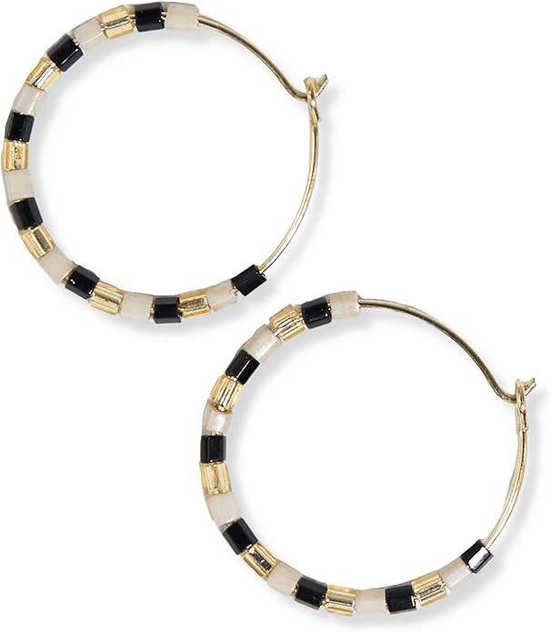 INK+ALLOY Beaded Mini Boho Hoop Earrings for Women and Girls, Victoria Mixed Seed Bead Small Hoop... | Amazon (US)