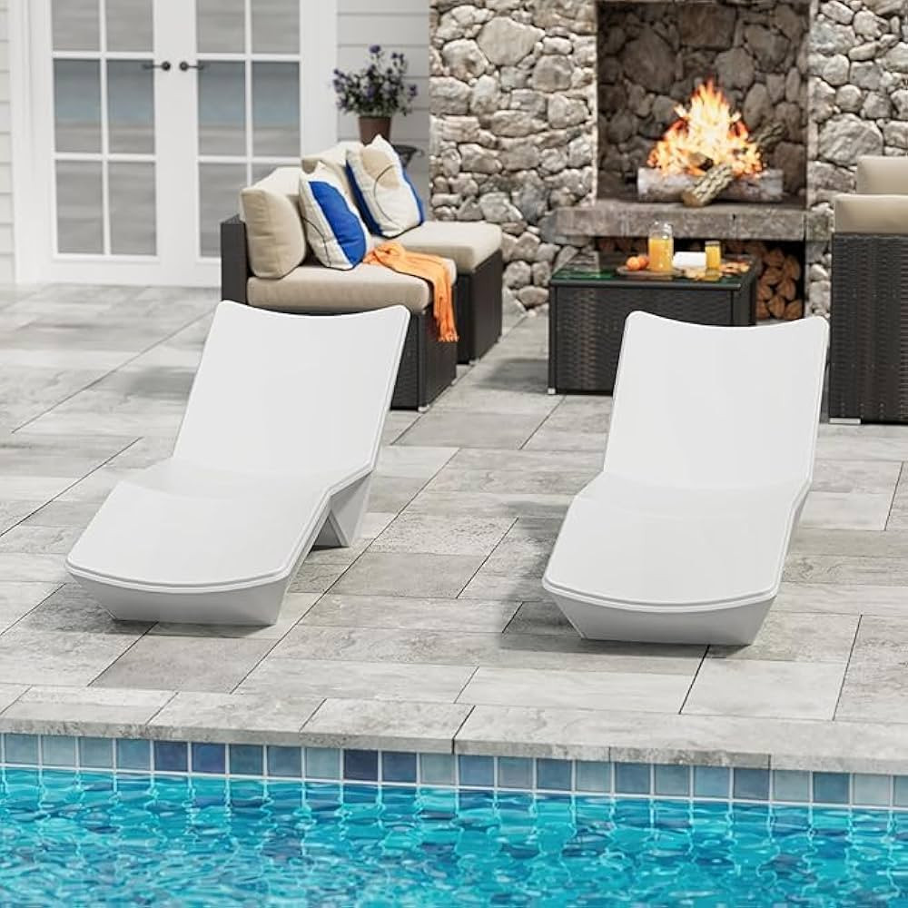 in Pool Lounge Chairs, Set of 2, Pool Lounge Chairs, Use in Pools with Shelves Up to 9 Inches Deep, Weather-Resistant,Tanning Chairs for Sun Shelves, Poolside & Beach Lounge for Outdoor Relaxation | Amazon (US)