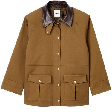 Coat with leather collar - SANDRO | 24S US
