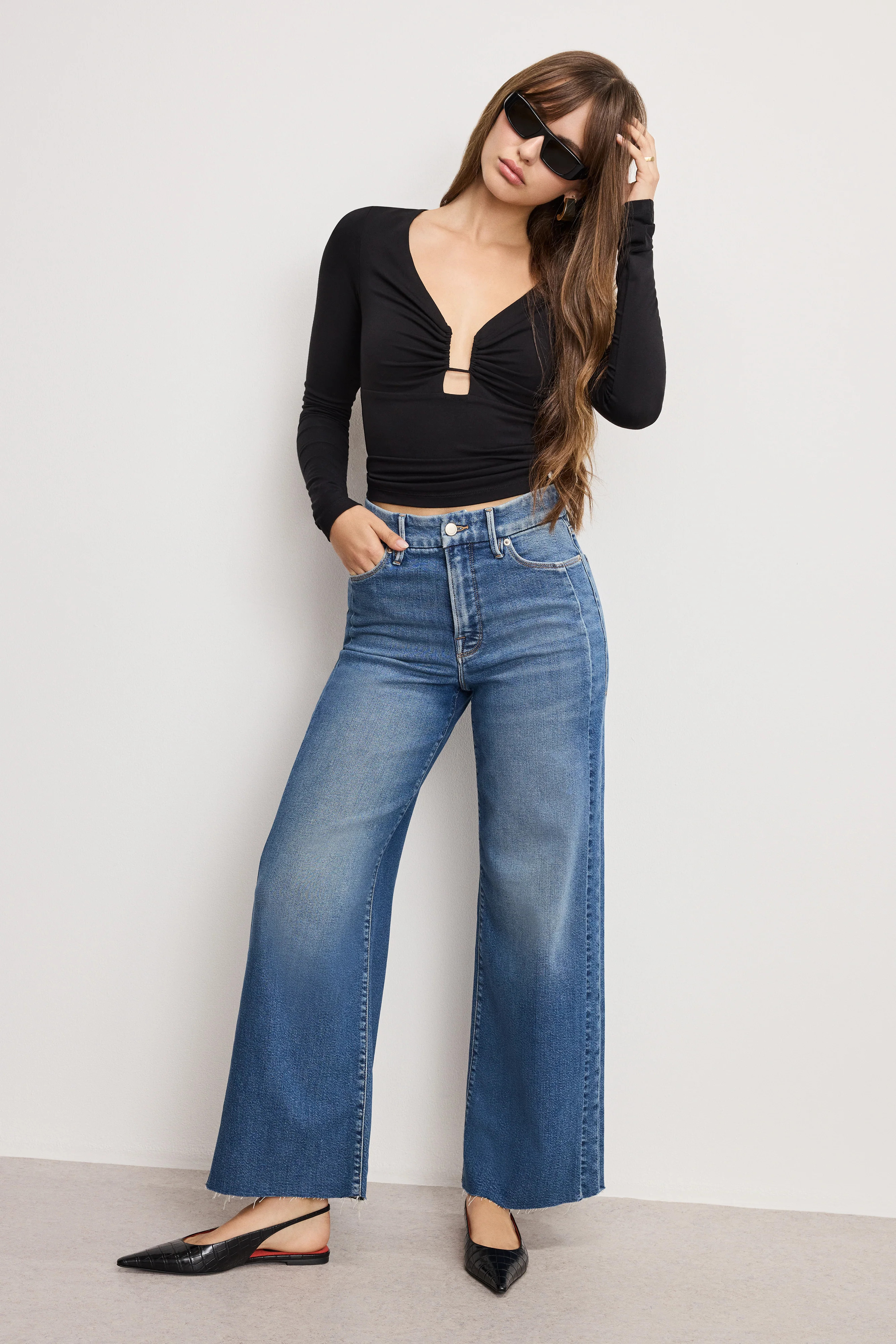 GOOD SKATE CROPPED WIDE JEANS | INDIGO1005 - GOOD AMERICAN | Good American
