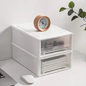 Small Desk Organizer, Stackable Organizer Drawers, Clear Desk Storage Box, Desktop Drawer for Cra... | Amazon (US)