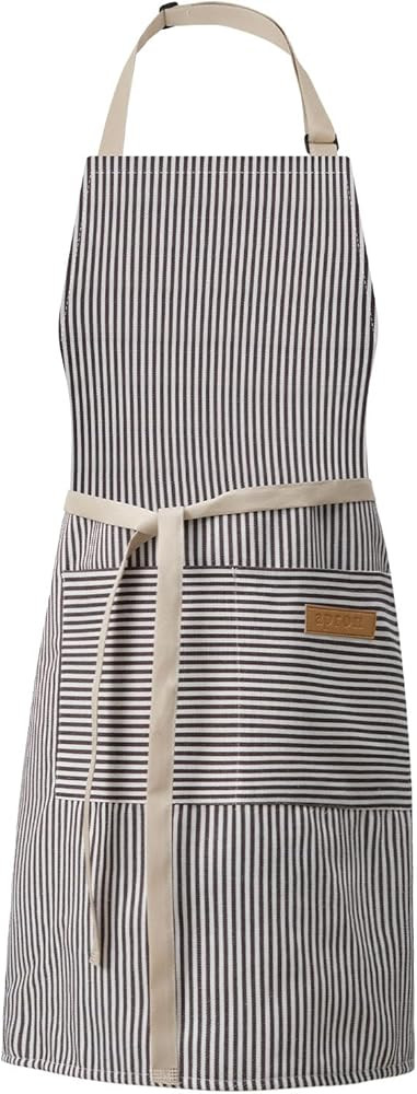 DILLMAN Kitchen Cooking Adjustable Aprons - Men Women Bib Soft Chef Stripes Apron with 2 Pockets | Amazon (US)
