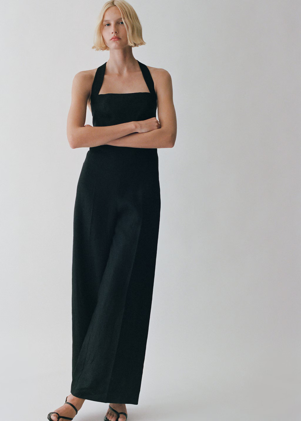 Linen halter jumpsuit black - Woman - M - MANGO | Mango (US/MX/AU)