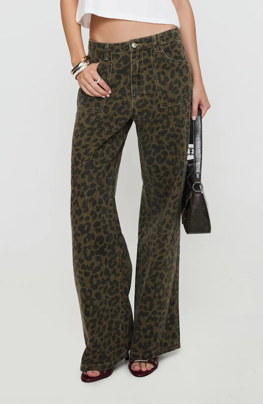 Briony Leopard Print Wide Leg Jeans | Nordstrom