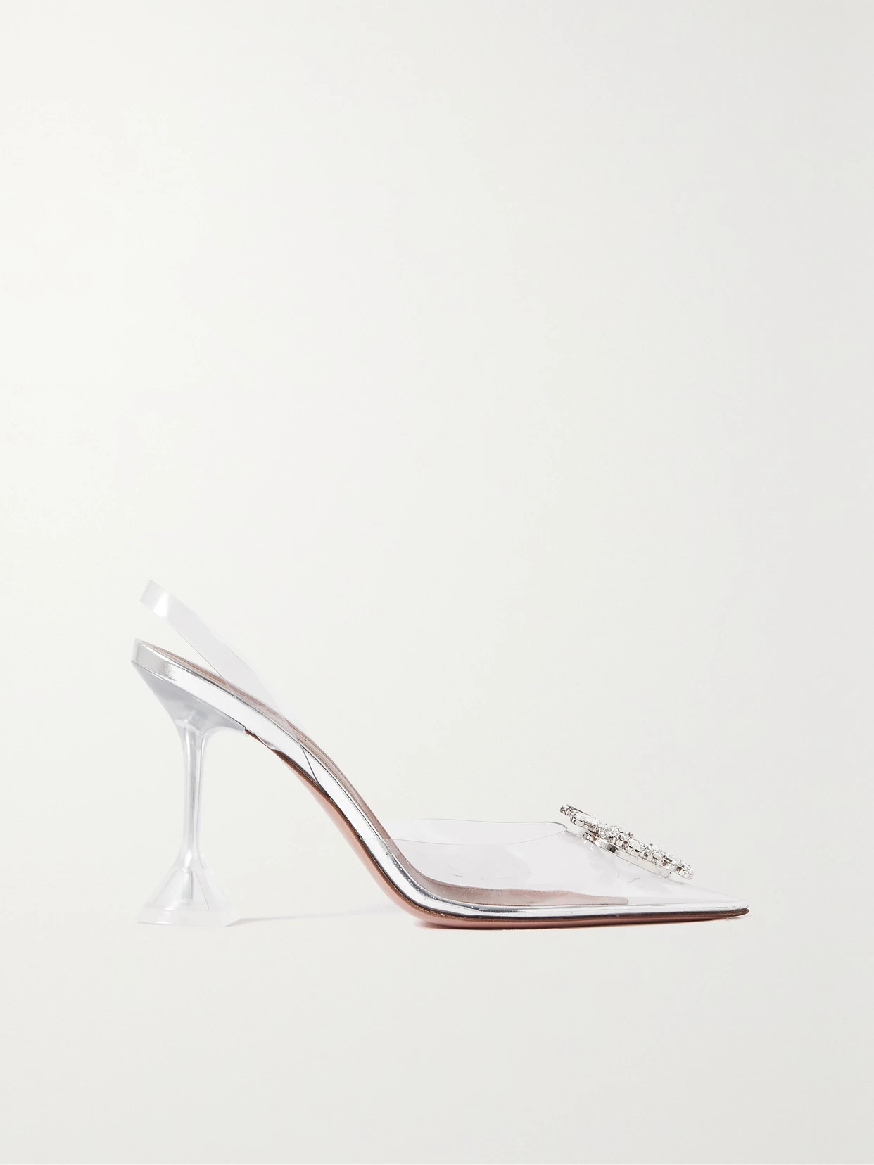 Amina Muaddi - Begum Crystal-embellished Pvc Slingback Pumps - Silver | NET-A-PORTER (US)