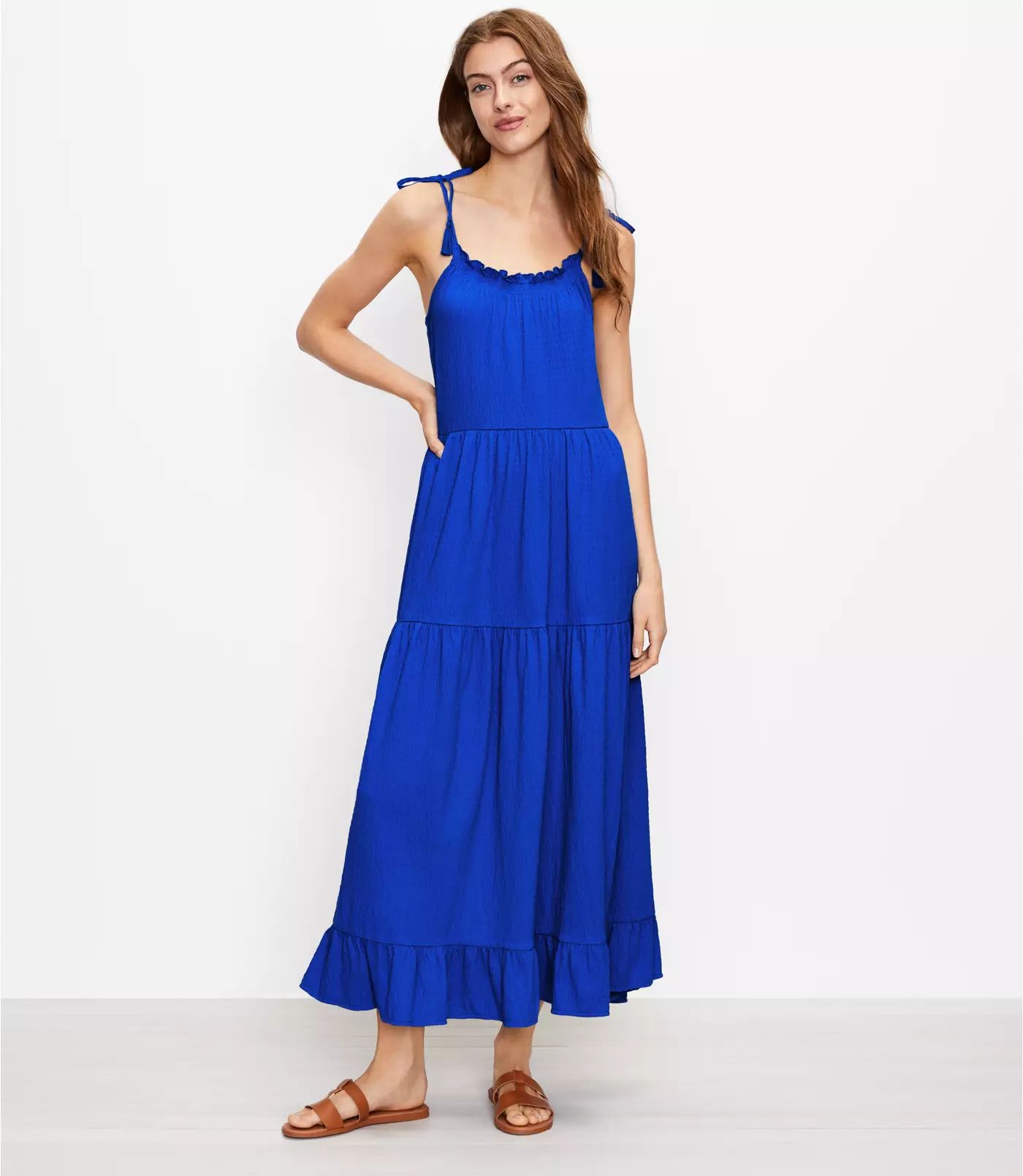 LOFT Beach Bow Strap Tiered Maxi Dress | LOFT | LOFT