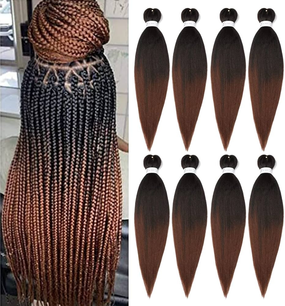 Braiding Hair Pre Stretched 24 Inch 8 Packs Ombre Braiding Hair Professional Soft Yaki Texture, H... | Amazon (US)