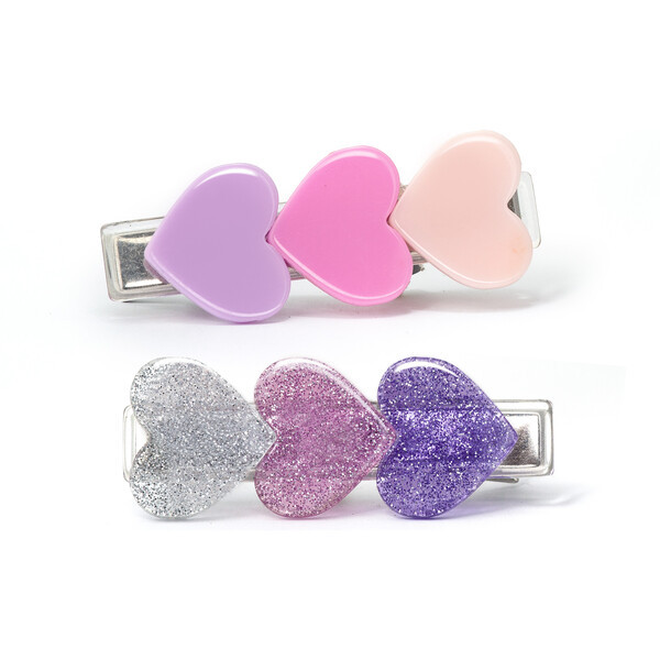 Hearts Pink Purple Shades Hair Clips | Maisonette