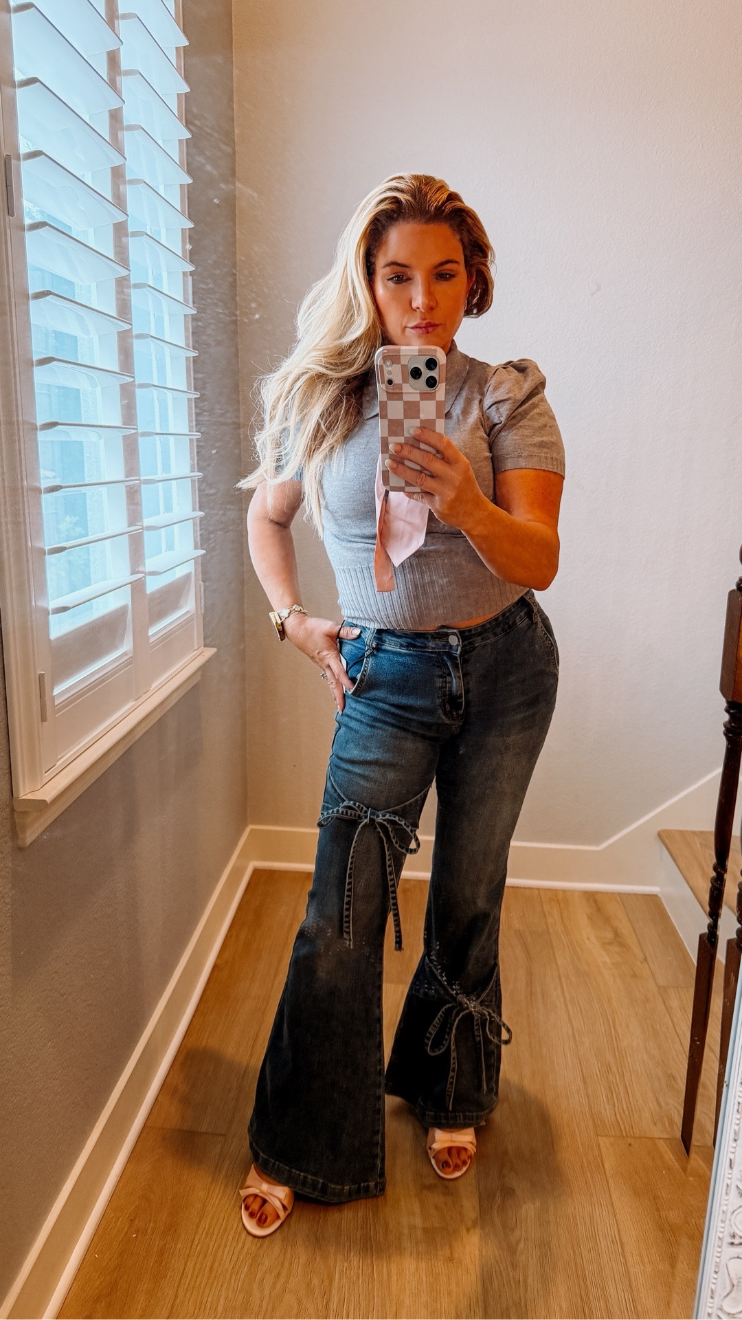 Reposting this outfit because I’m obsessed 🤍 The bow-detail top and bow-tie jeans are such a statement combo—flattering, trendy, and so easy to style. You can dress this look up with heels or keep it casual with sandals. Perfect for date night, brunch, or anytime you want a chic outfit with feminine bow details. ✨👖🎀

Top XS
Jeans S or 4 but wished I’ve gotten the 2 because it’s stretchy!

#LTKPetite #LTKOver40 #LTKootd