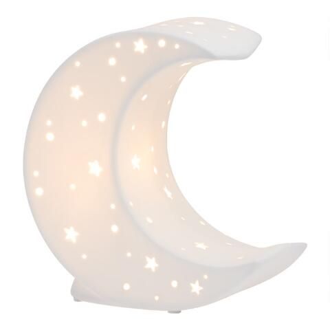 White Pierced Porcelain Moon Accent Lamp | World Market