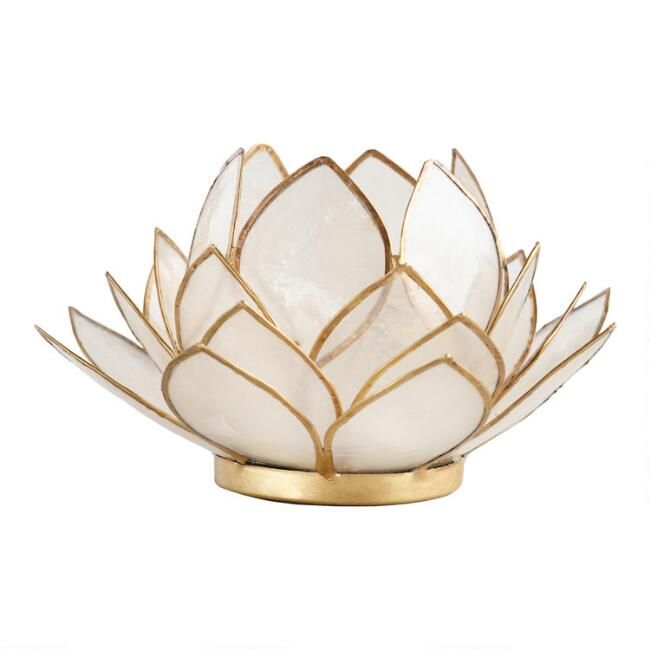 White Capiz Lotus Tealight Candle Holder | World Market