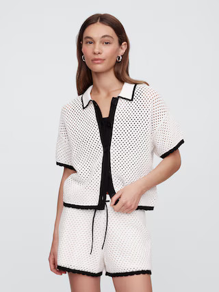Collared Crochet Cardigan | Gap Factory | Gap Factory