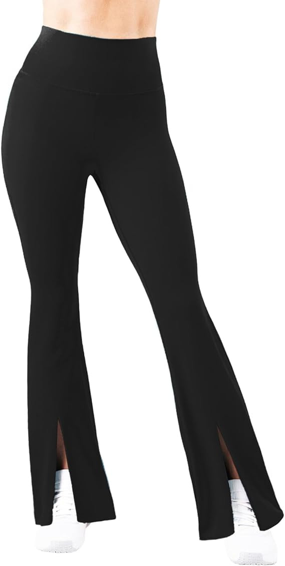 Women's Split Hem Flare Seamless Yoga Pants High Waisted Tummy Control No Front Seam Workout Legg... | Amazon (US)