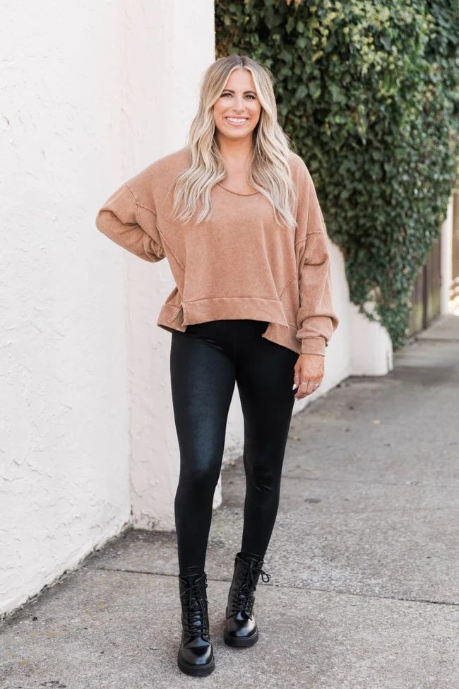 Top Knot Mama Camel Pullover - Krista X Pink Lily | Pink Lily