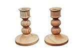 Wooden candlestick holders/candle holders 6inch tall gift set of 2 candlestick holders handcarved by | Amazon (US)