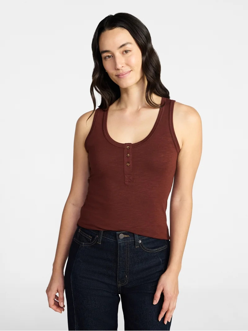 Time and Tru Women’s Slub Henley Tank Top, sizes XS-XXXL | Walmart (US)