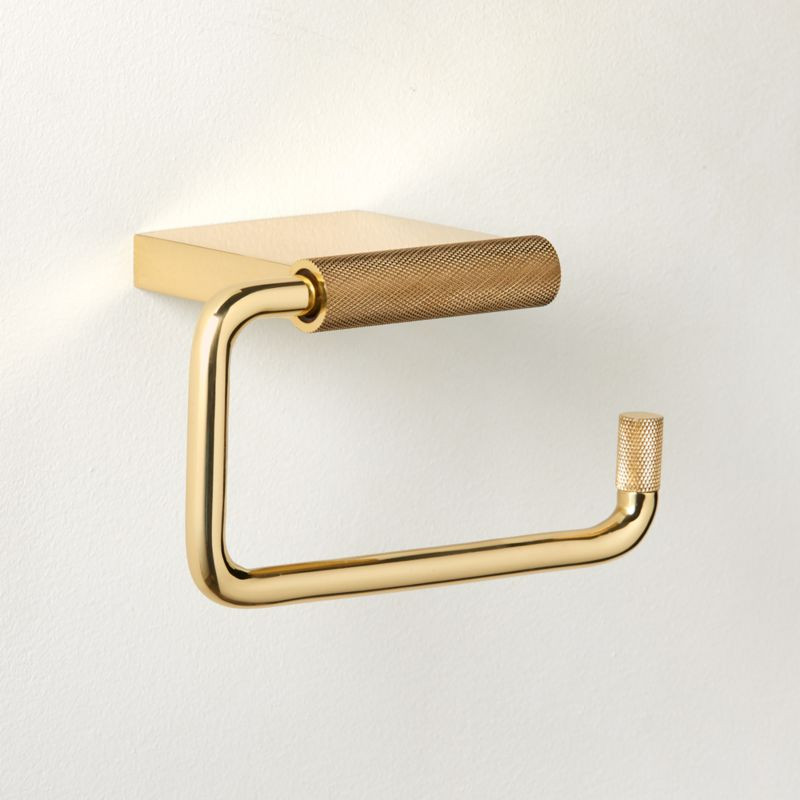 Nicolo Knurled Polished Unlacquered Brass Wall-Mounted Toilet Paper Holder + Reviews | CB2 | CB2