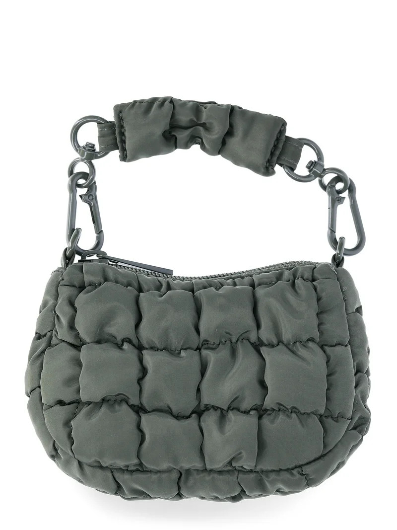 No Boundaries Women's Mini Quilted Hobo Bag Charm, Olive | Walmart (US)