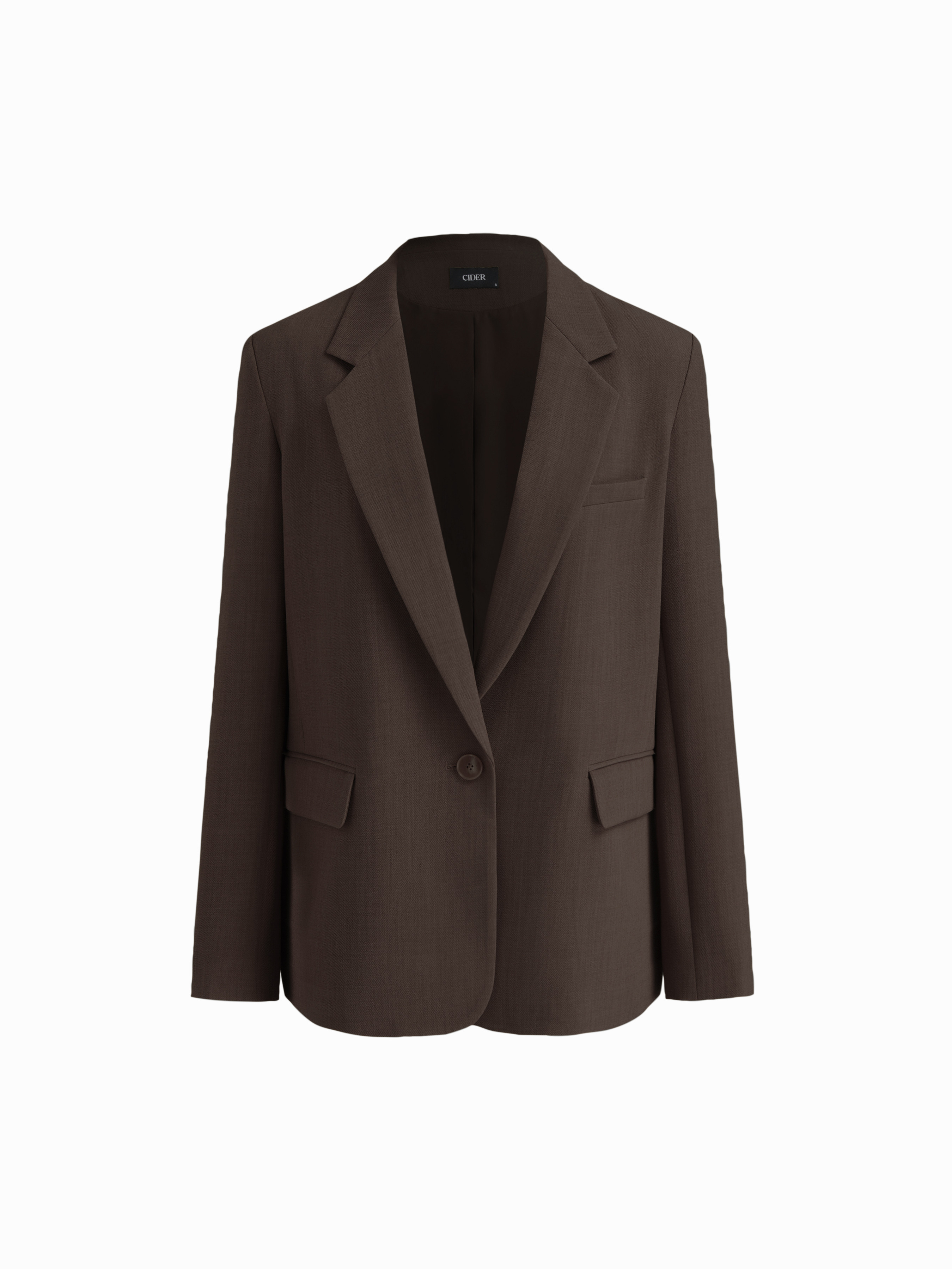 Woven Notched Collar Oversized Blazer For Work | Cider