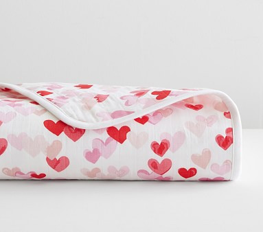 Hearts Oversized Organic Muslin Baby Blanket | Pottery Barn Kids | Pottery Barn Kids