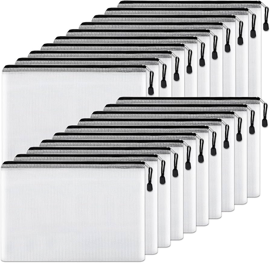 EOOUT 20pcs Mesh Zipper Pouch Bags Black Zipper Bags for Organizing Storage Waterproof Letter Siz... | Amazon (US)