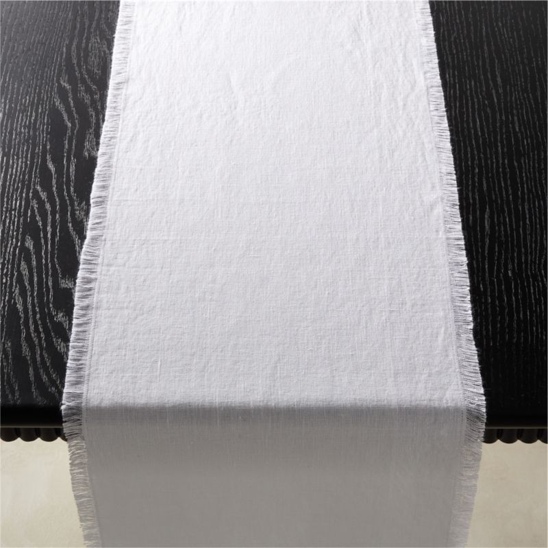 Eria White Linen Table Runner 14"x120" + Reviews | CB2 | CB2
