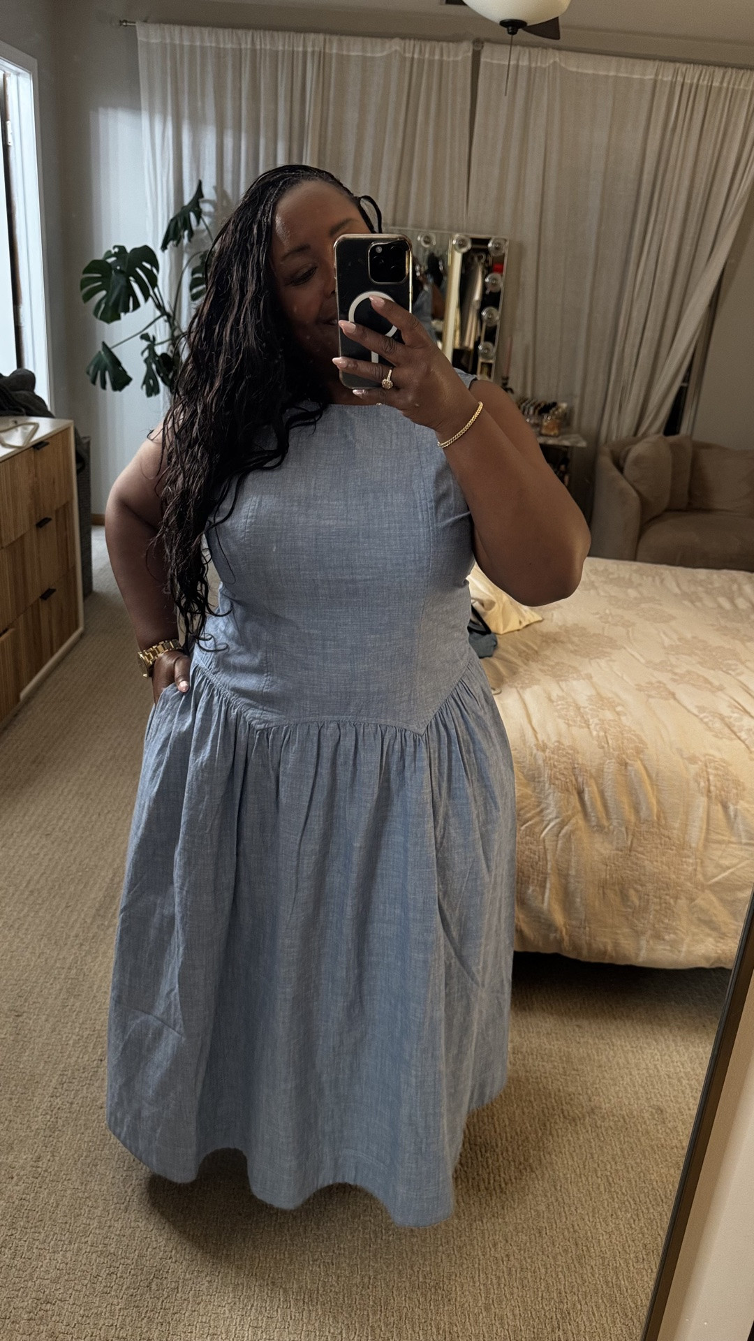Found us a lovely summer dress and it comes in white too! 💙🤍💙  

Under $40. I'm wearing an XXL (20). available in sizes XS-4X.

Can’t wait to style this with sandals and a straw bag for the weekend!