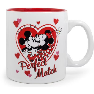 Silver Buffalo Mickey and Minnie Mouse "Perfect Match" Ceramic Coffee Mug | Holds 20 Ounces | Target