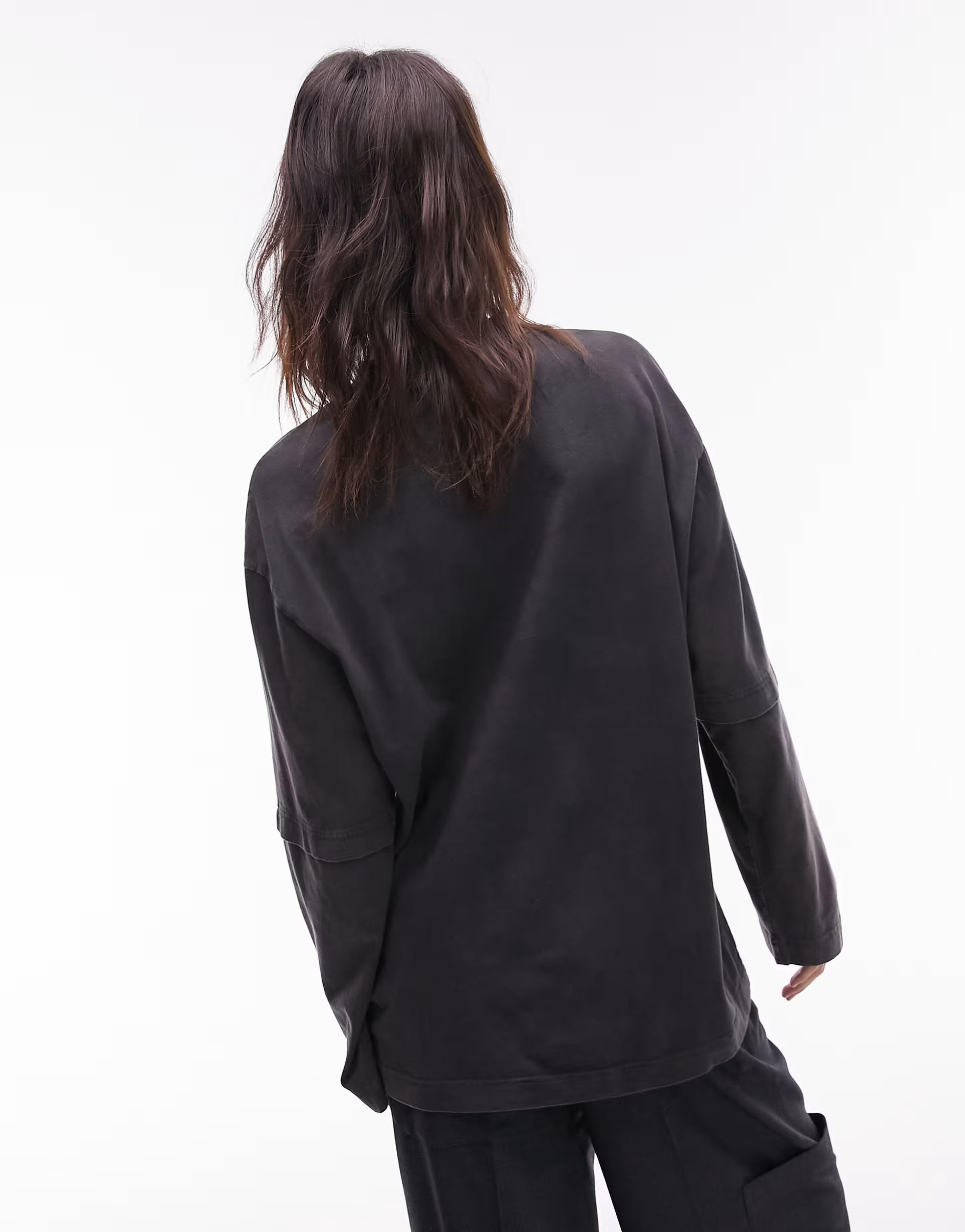 Topshop graphic sportivo double layered skater long sleeve tee in slate | ASOS (Global)