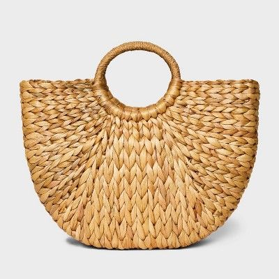 Large Handheld Straw Tote Handbag - A New Day™ Beige | Target