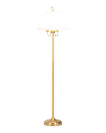 62In Metal Floor Lamp With Pleated Shade, Gold | TJ Maxx