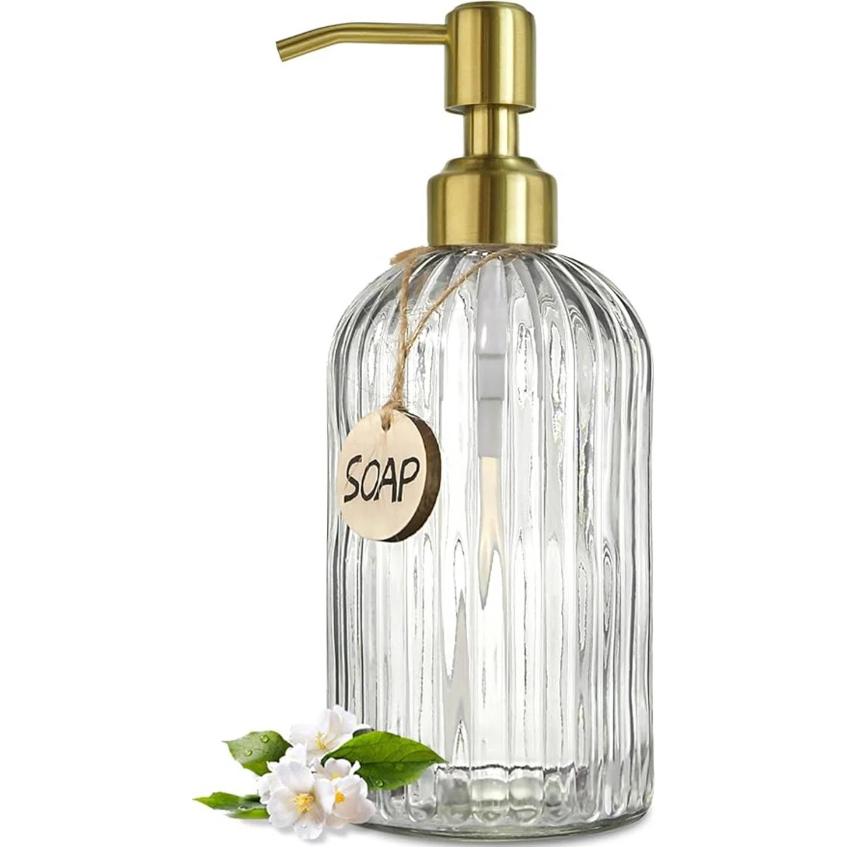 18Oz Glass Soap Dispenser With Golden Pump For Kitchen,Refillable Liquid Hand Soap Dispenser With... | Wayfair North America