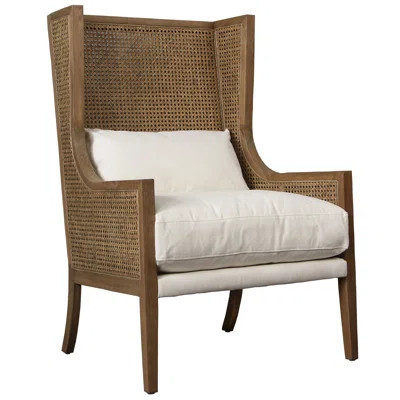 Mack Oak and Rattan Upholstered Occasional Chair | Wayfair North America
