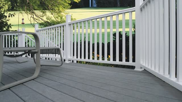 Traditional 8 ft. x 36 in. (Actual Size: 92 x 33 1/4" in.) White PolyComposite Rail Kit without B... | The Home Depot