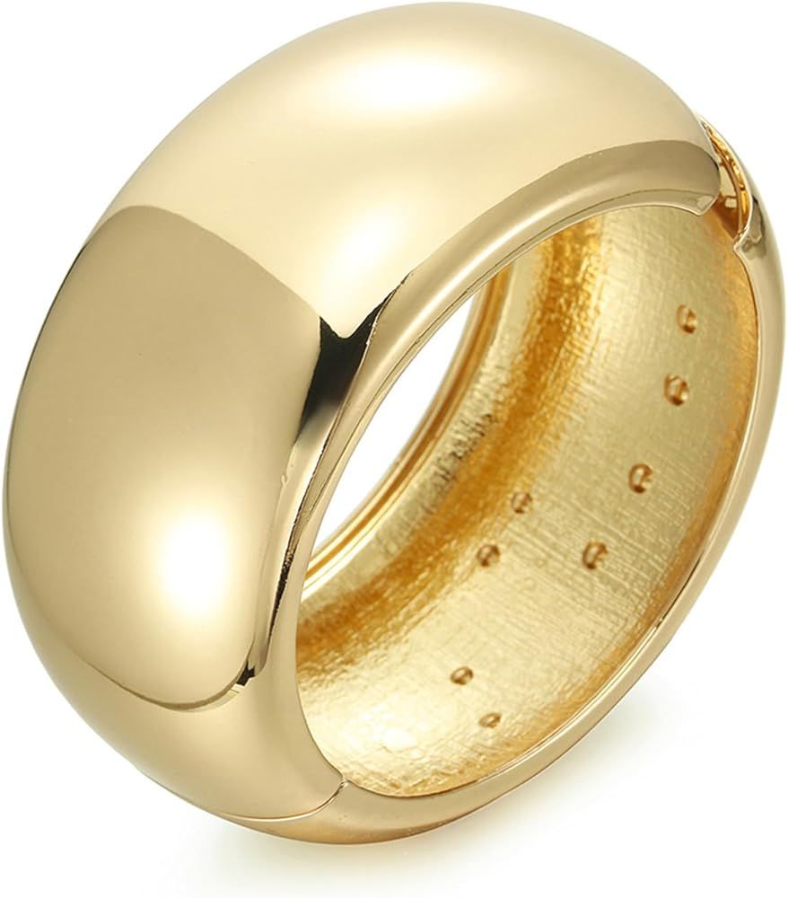 YMBYCM Chunky Gold Bangle Bracelets for Women Trendy Wide Chunky Cuff Bracelets Hammered Irregula... | Amazon (US)