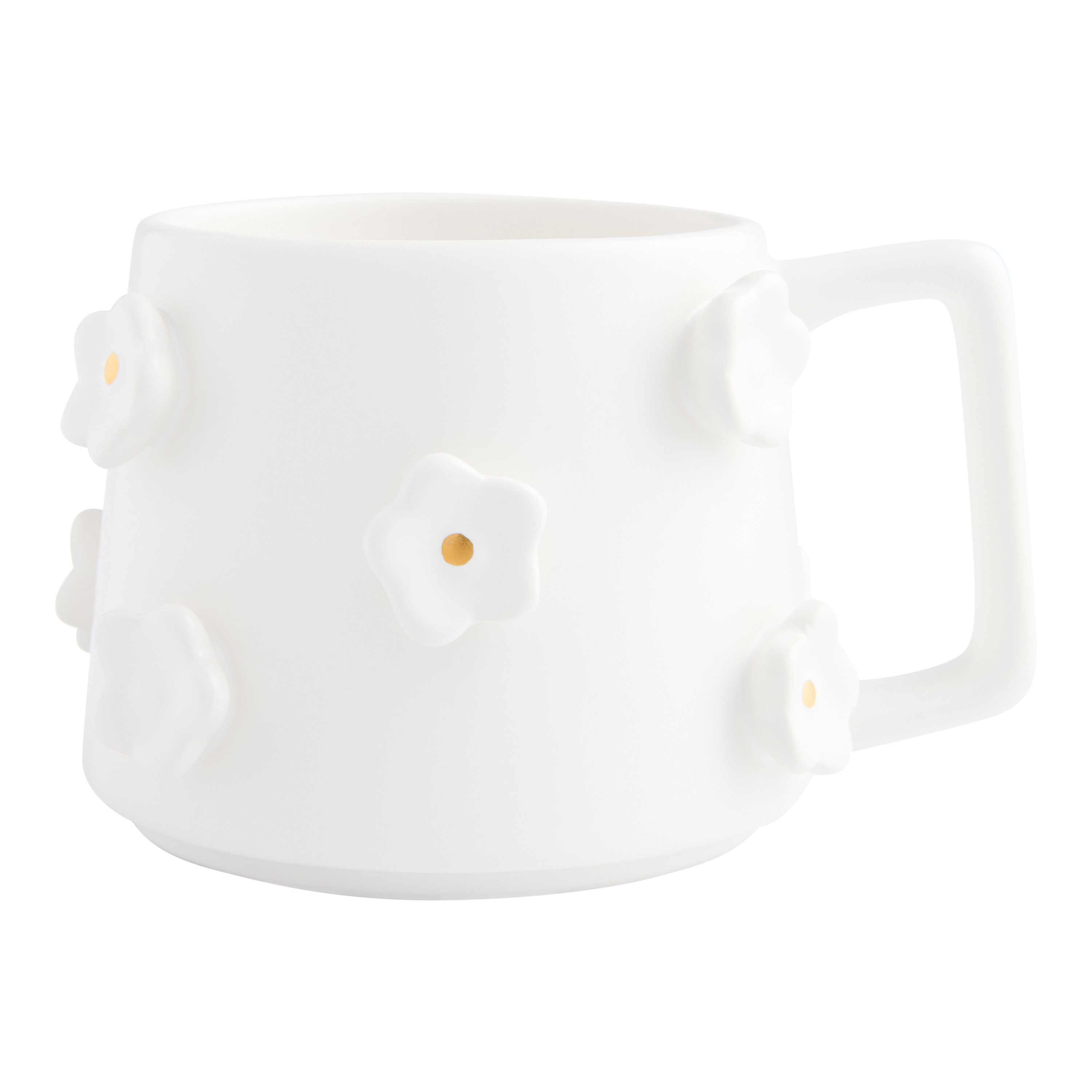 Matte Off White Dimensional Daisy Ceramic Mug | World Market