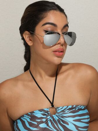 Metal Frame Aviator Fashion Glasses | SHEIN