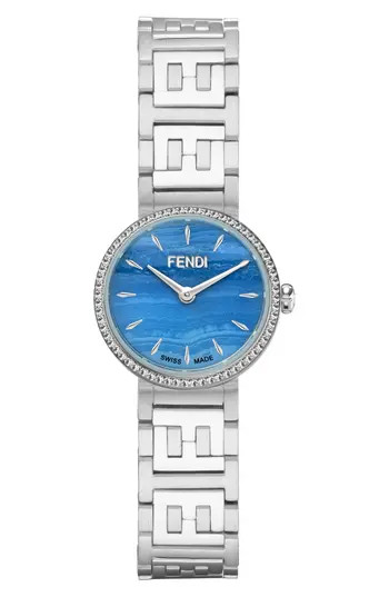 Forever Fendi Diamond Swiss Quartz Bracelet Watch, 19mm in Stainless Steel at Nordstrom Rack | Nordstrom Rack