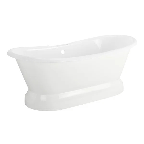Frayser 71" Cast Iron Soaking Double Slipper Pedestal Freestanding Tub | Wayfair North America