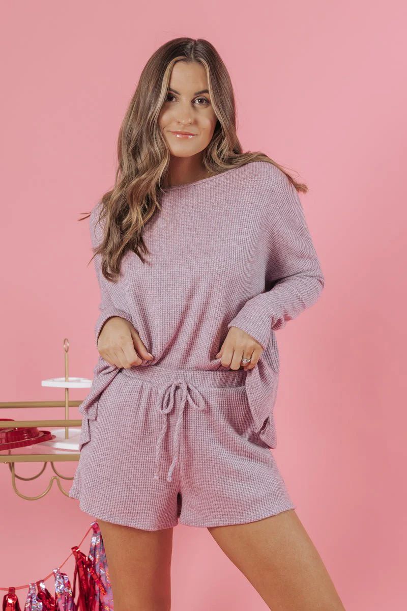 Dusty Plum Waffle Knit Pullover | Magnolia Boutique