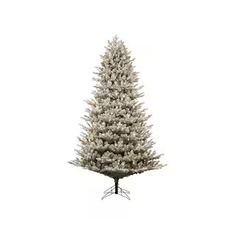 GE 7.5-ft Flocked Montana Fir Pre-lit Artificial Christmas Tree with White LED Lights | Lowe's