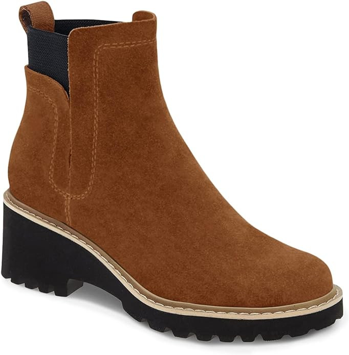 Trish Lucia Womens Platform Lug Sole Chelsea Boots Ankle High Chunky Block Heel Non-Slip Suede Le... | Amazon (US)