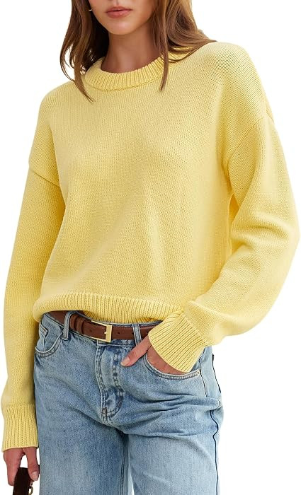 ANRABESS Womens Oversized Cropped Fall Long Sleeve Sweater     Wool Blend Soft Warm Fuzzy Chunky ... | Amazon (US)