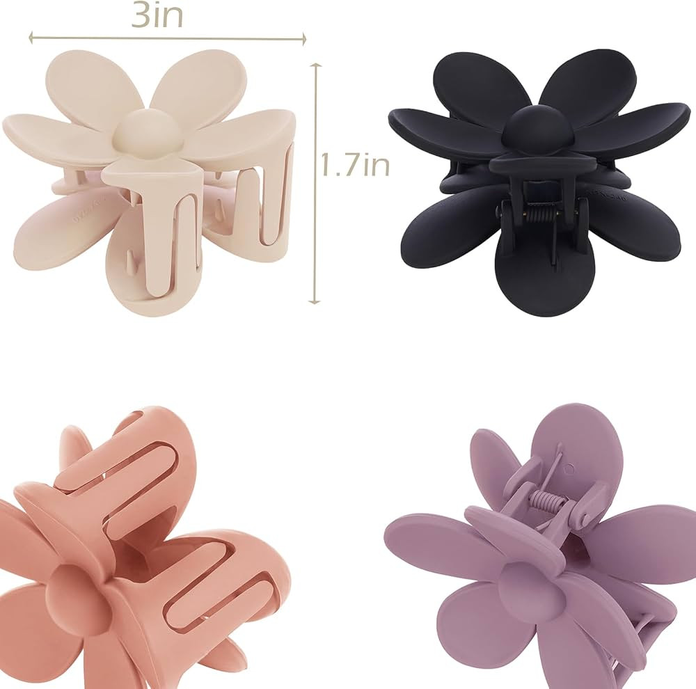 Flower Hair Clips 6 PCS Flower Claw Clips Daisy Clips for Women Matte Large Claw Clips Strong Hol... | Amazon (US)