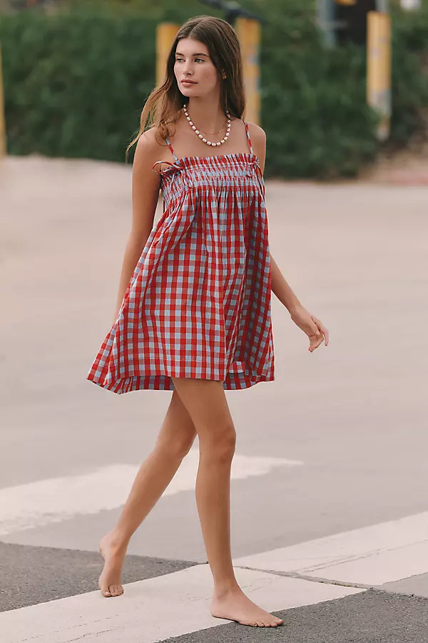 Damson Madder Lilo Smocked Mini Swing Dress | Anthropologie (US)
