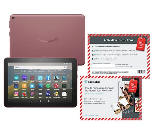 Amazon Fire HD 8" Tablet 32GB or 64GB with Software and Case Voucher - QVC.com | QVC