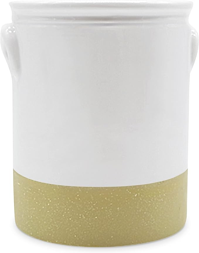 Farmhouse Utensil Kitchen Crock | 7 Inches | Utensil Holder, White Utensil Holder for Counter, Wh... | Amazon (US)