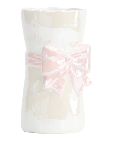 Bow Figural Luster Finish Ceramic Vase | TJ Maxx